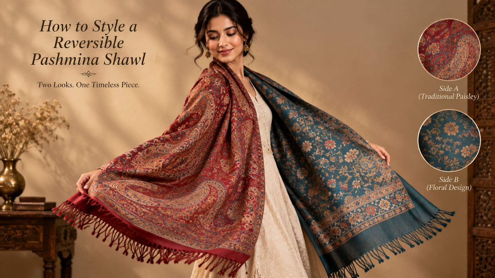 How to Style a Reversible Pashmina Shawl