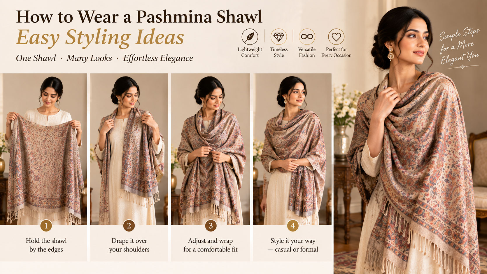 How to Wear a Pashmina Shawl: Easy Styling Tips