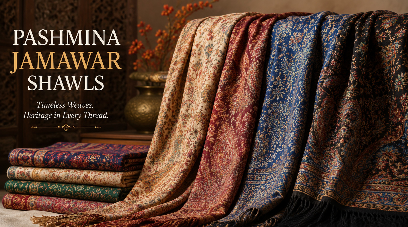 Pashmina Jamawar Shawls at Akee International