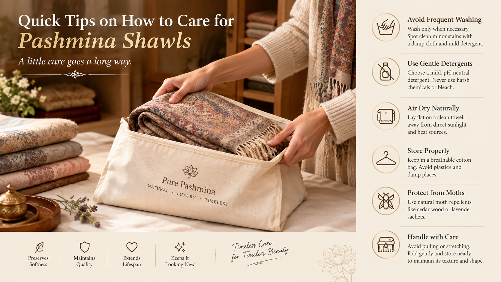 Quick Tips to Care for Pashmina Shawls