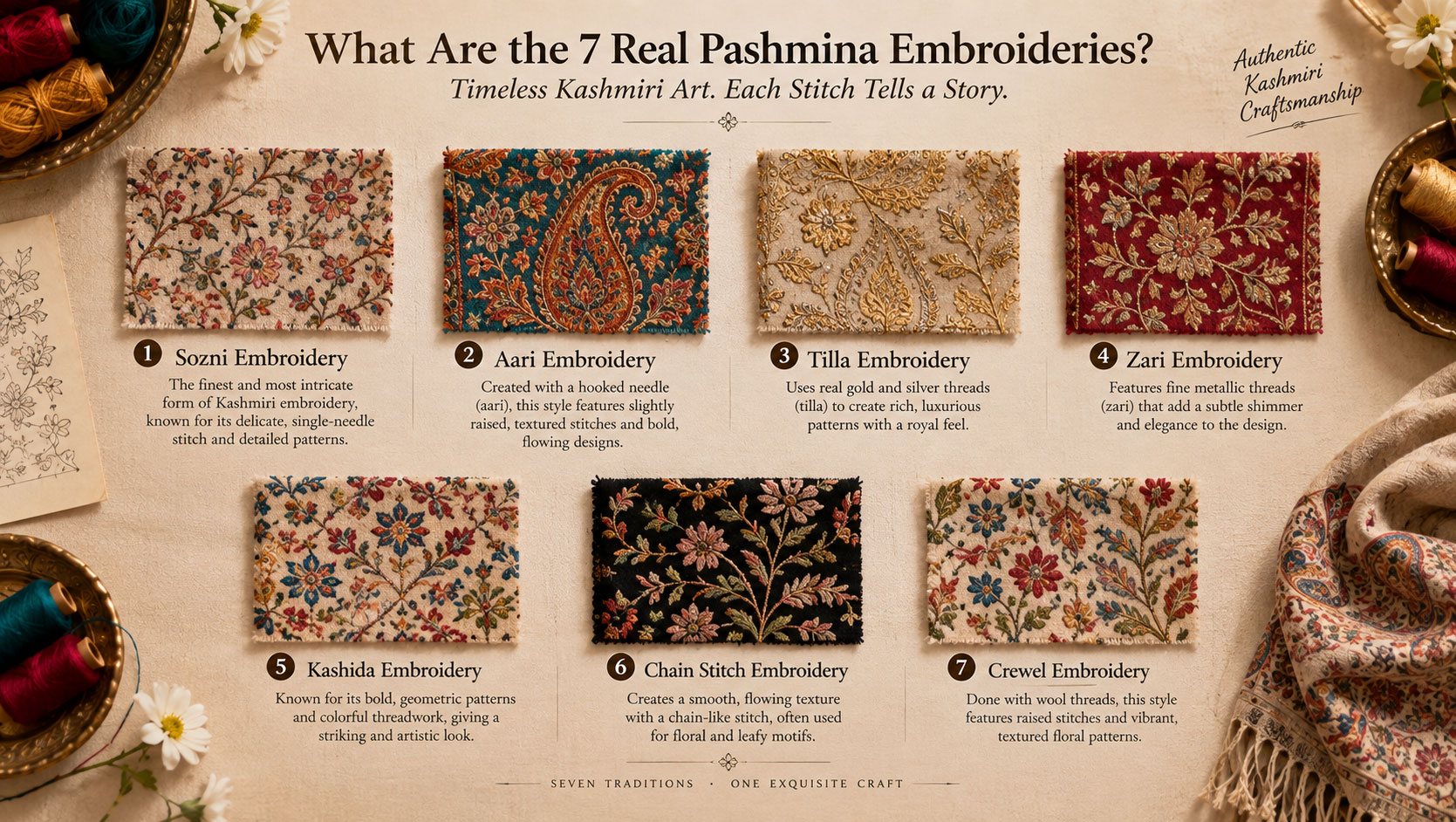 What Are the 7 Real Pashmina Embroideries?