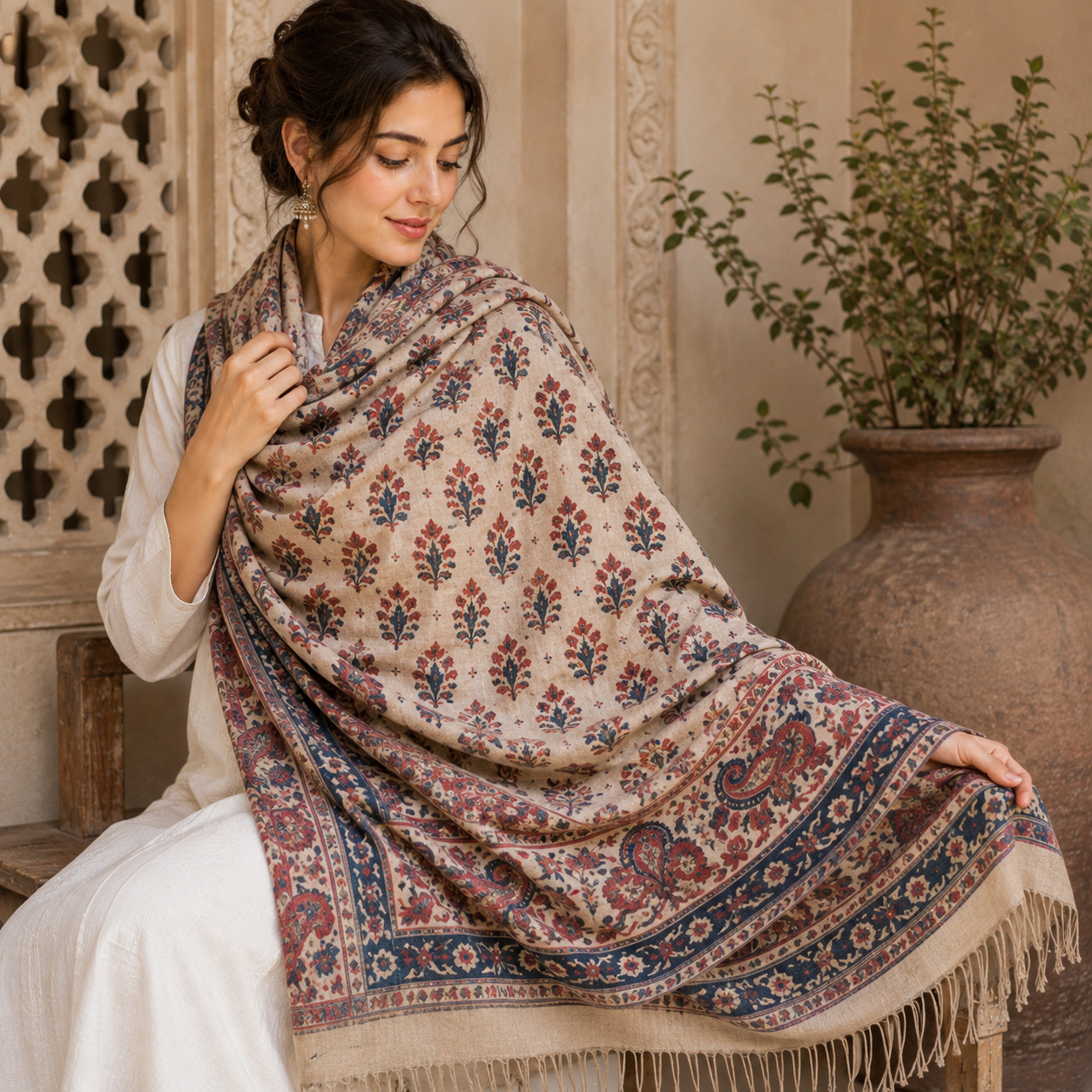 Himalayan Wool Block Printed Scarfs | Akee Intenational