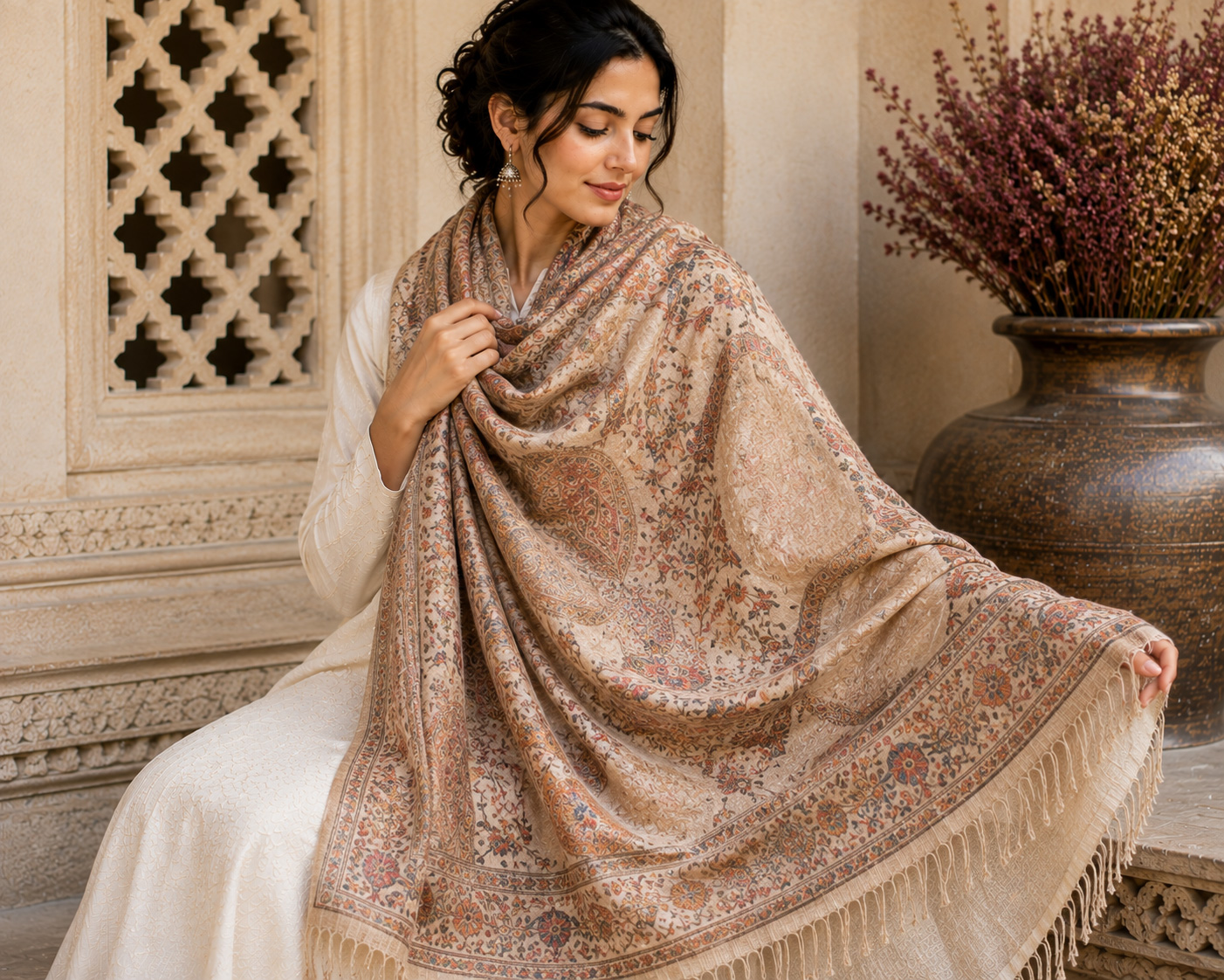 Pashmina Hand Spun Gi Shawl | Akee Intenational