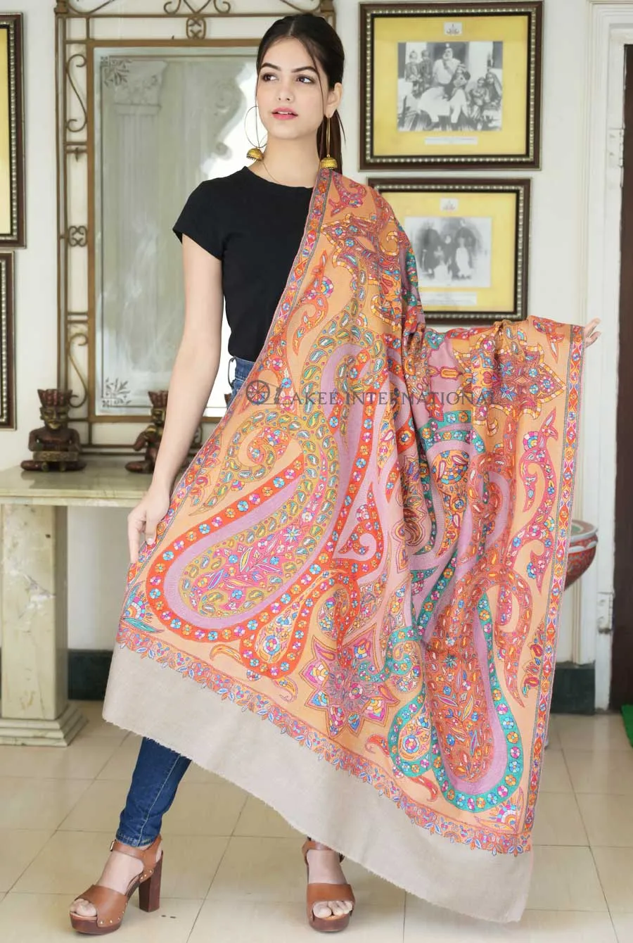 Naqsh-e-Noor Elegant Embroidered Pashmina Shawl | Akee International