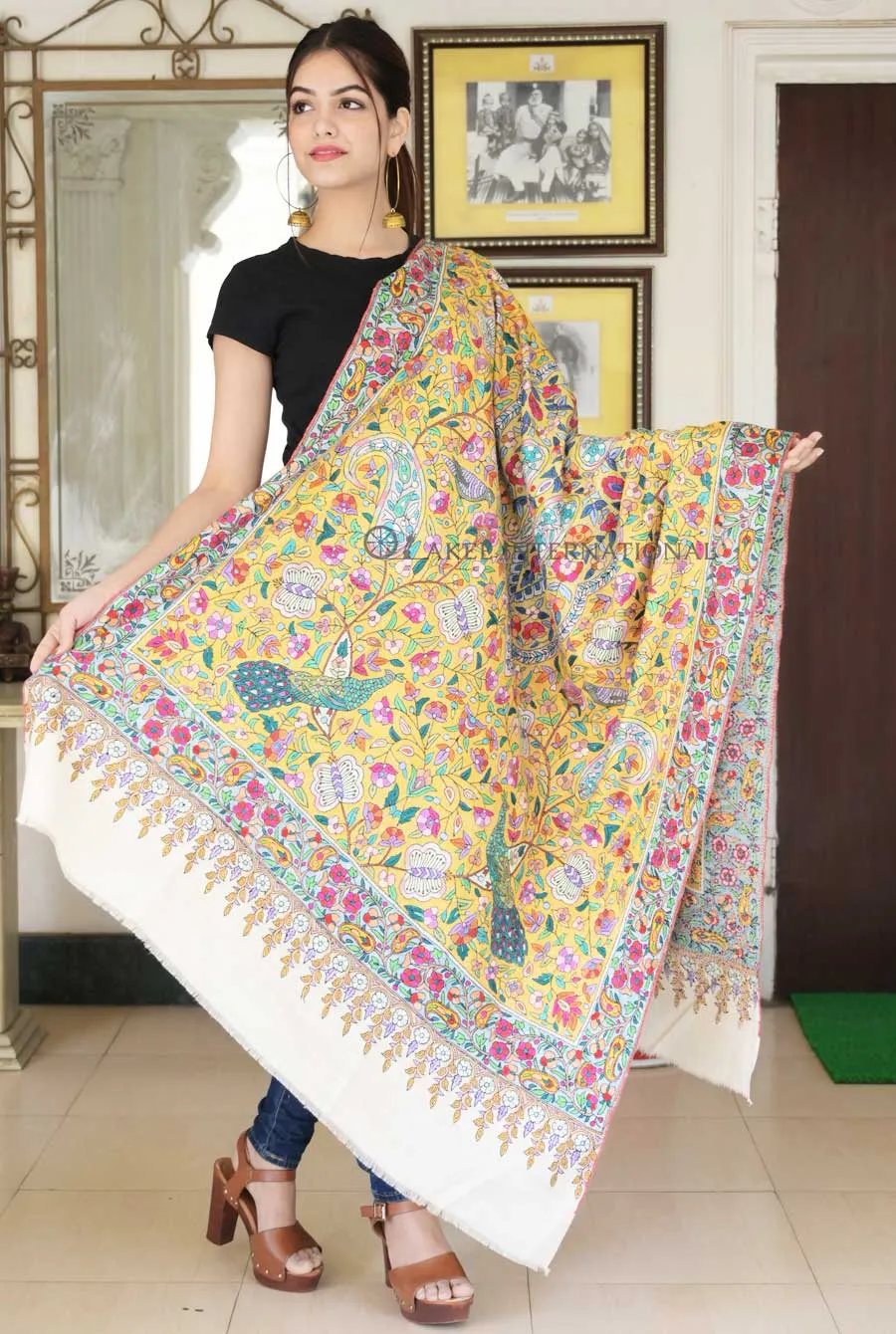 JahanAra Weaves Royal Embroidered Pashmina Shawl