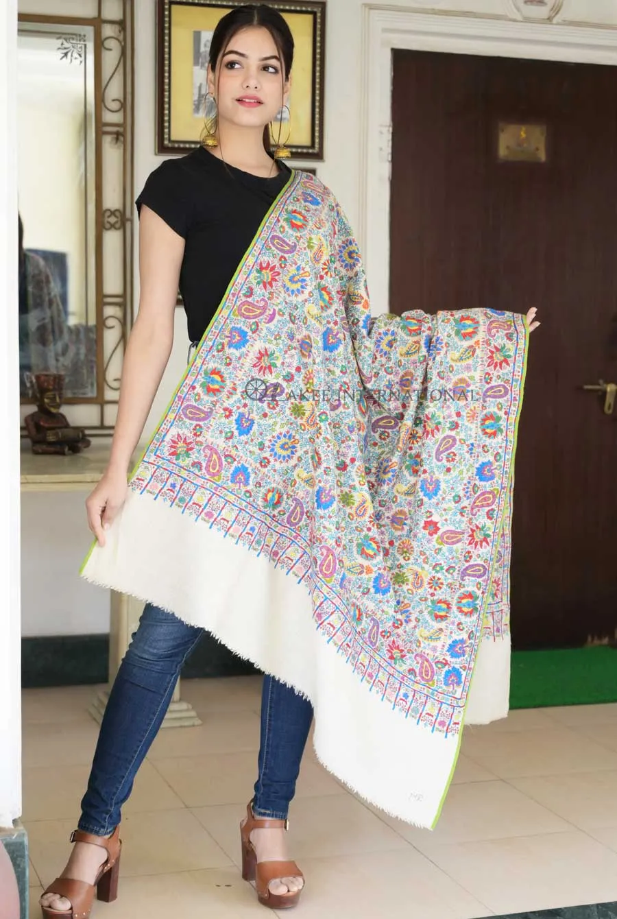 PadmaRang Royal Hand Embroidered Pashmina Shawl