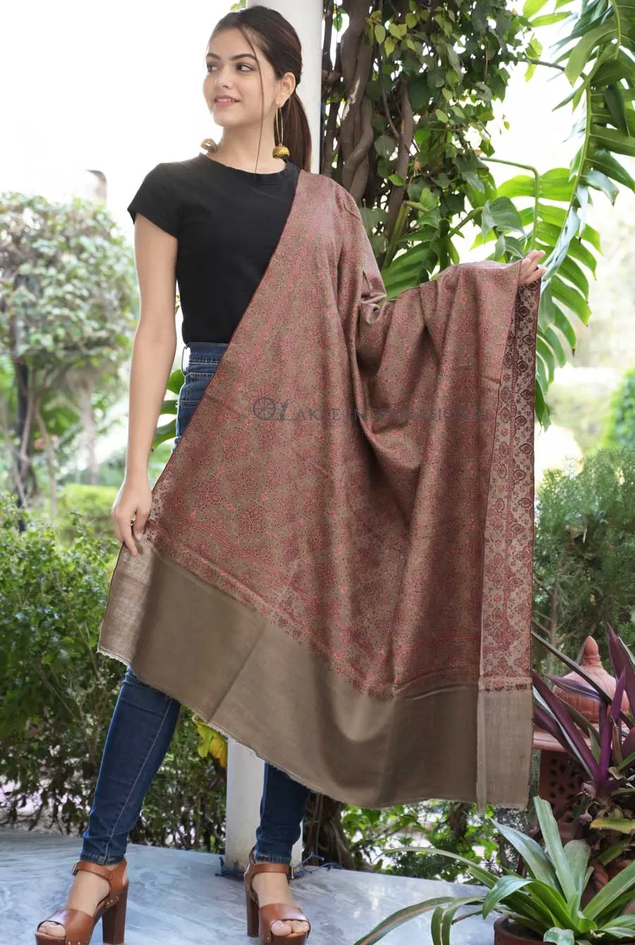 Shabnam Threads Heritage Pashmina Shawl | Hand Embroidered