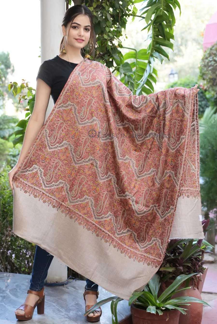 Naqashi Loom Heritage Embroidered Pashmina Shawl