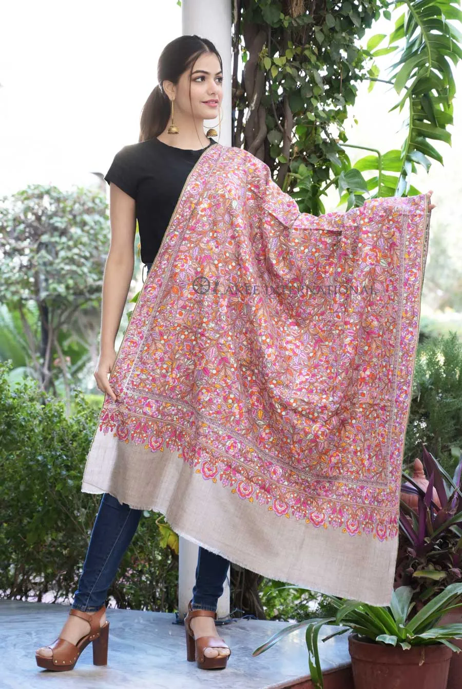 Needle Noor Luxury Kashmiri Pashmina Shawl | Hand Embroidered