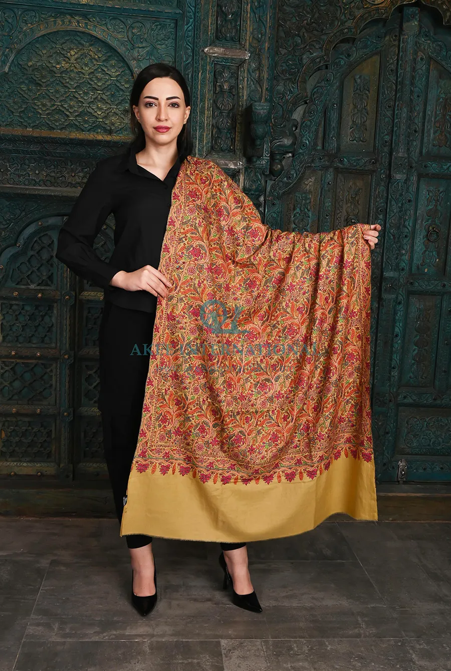 Amara Kashmiri Artisan Embroidered Pashmina Shawl