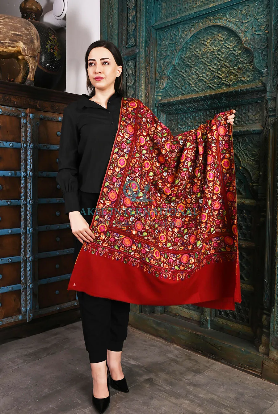 Sufi Resham Luxury Embroidered Pashmina Shawl