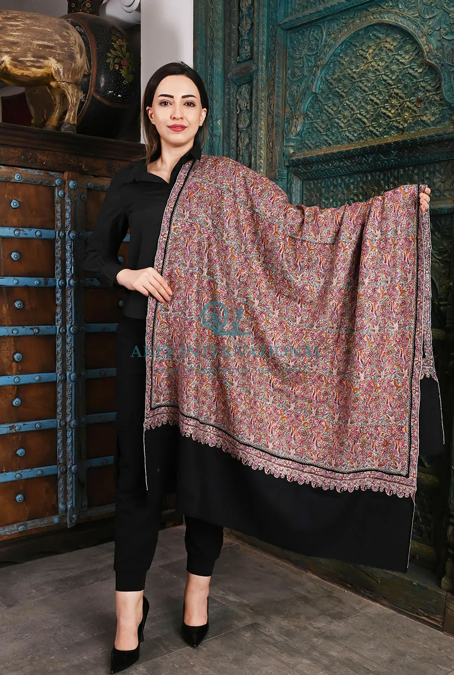 Zeba Vasl Elegant Embroidered Pashmina Shawl | Akee International