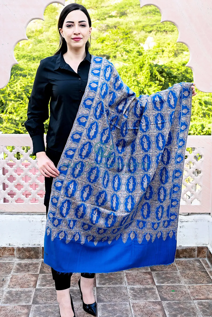 Roohi Weaves Luxury Hand Embroidered Pashmina Shawl | Akee International