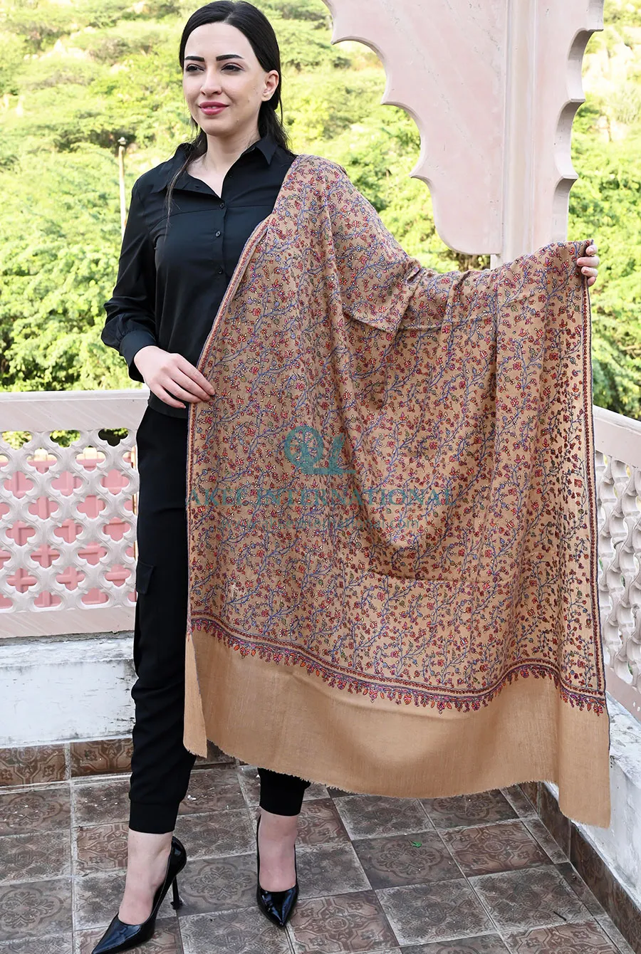 Naqari Royal Embroidered Pashmina Shawl | Akee International