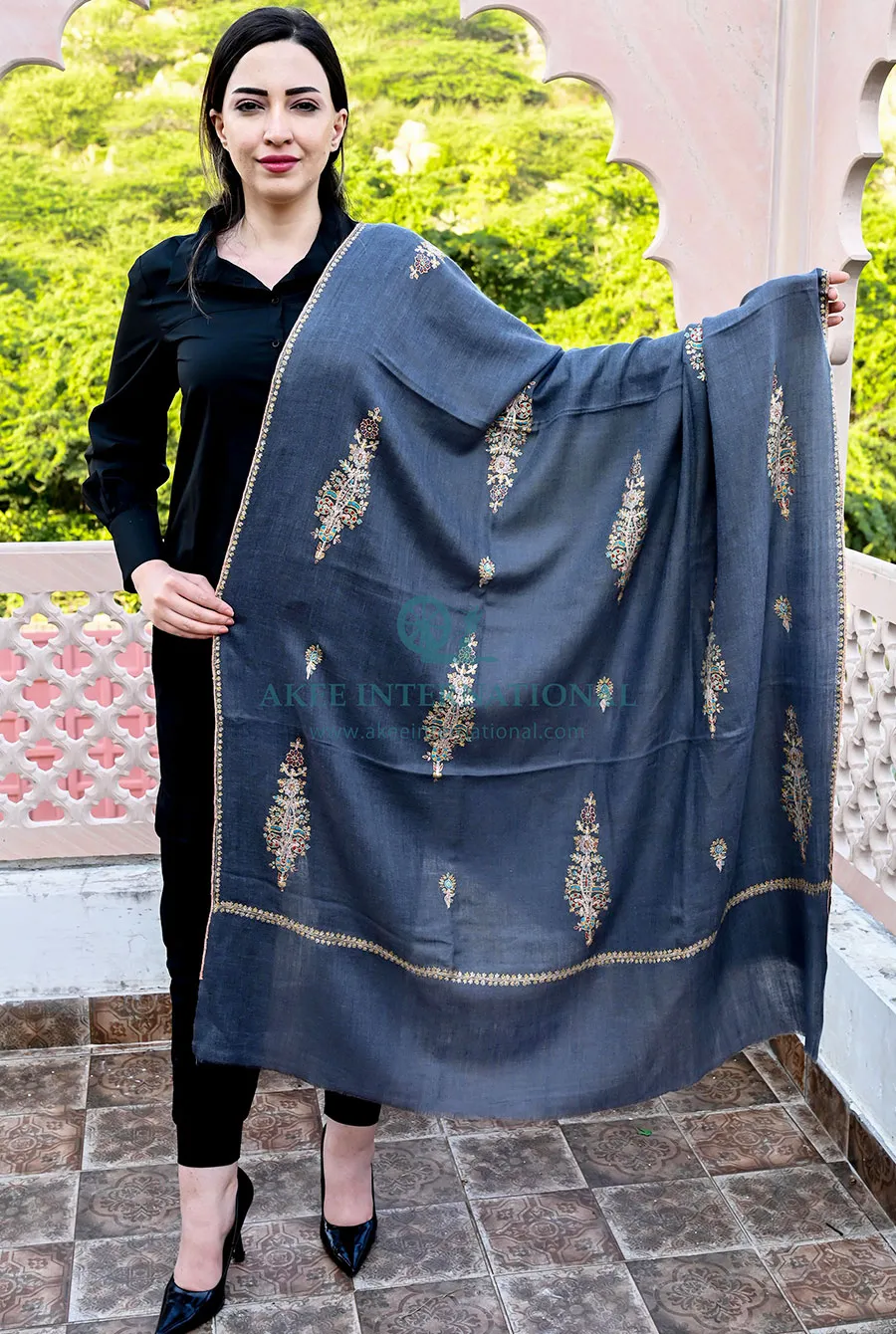 Taarika Artisan Pashmina Embroidered Shawl | Akee International