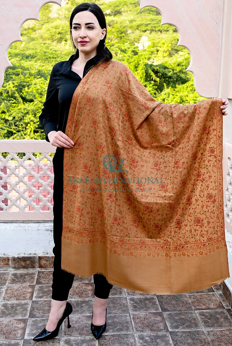Qasira Heritage Kashmiri Shawl | Hand Embroidered Pashmina | Akee International