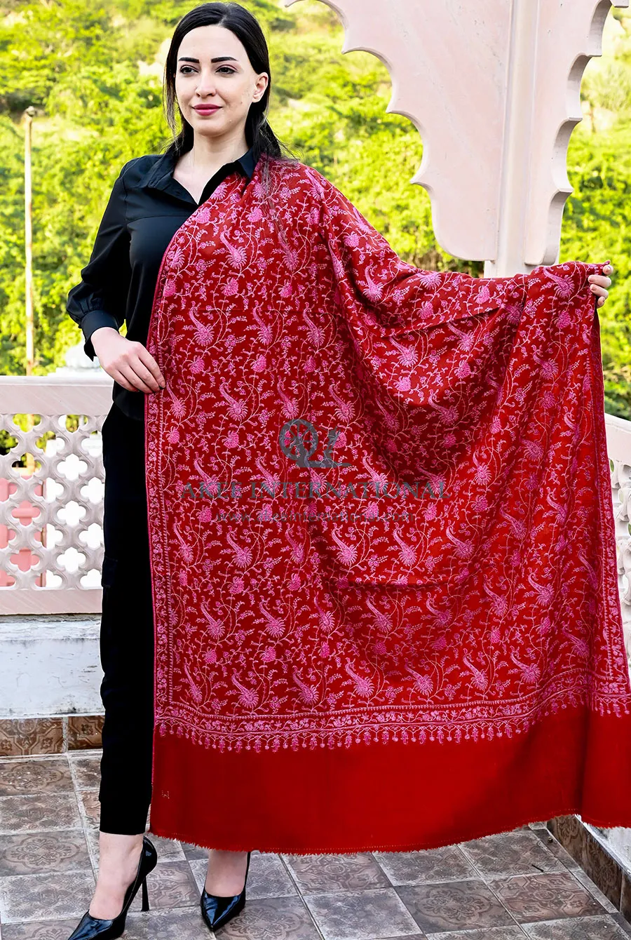 Elenoor Elegant Embroidered Pashmina Shawl | Akee International