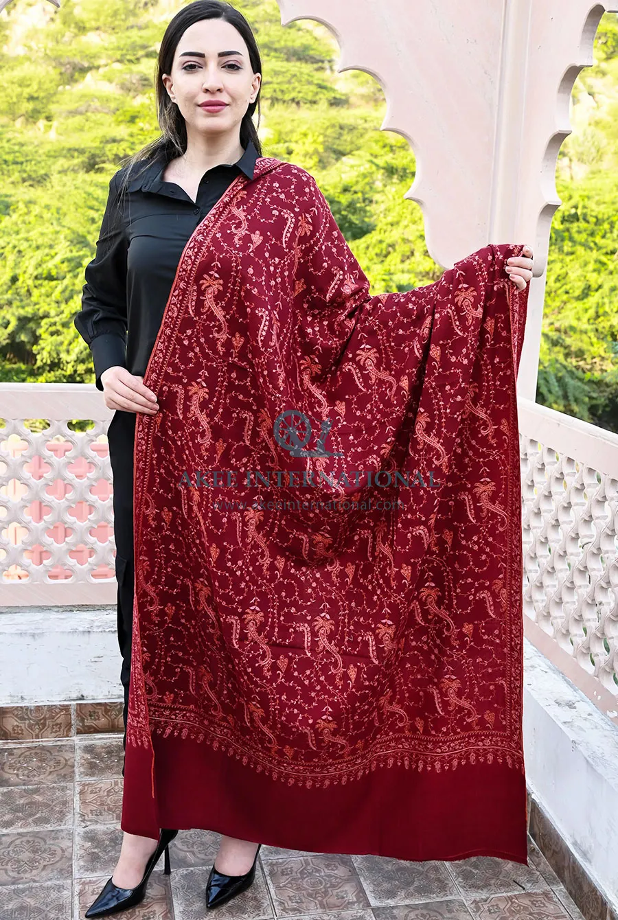 Pir Panjal Threads Kashmiri Embroidered Shawl | Akee International