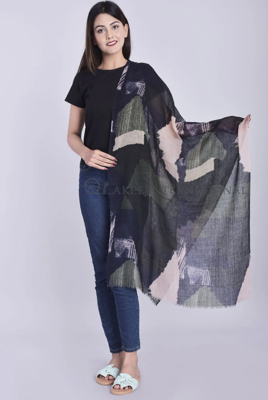 Contemporary Designer Printed Wool Scarf | Akee International
