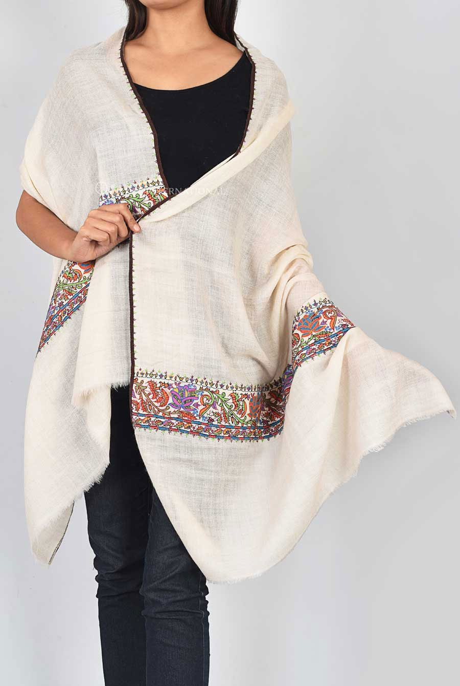 Luxury Kashmiri Heritage Embroidered Pashmina Stole