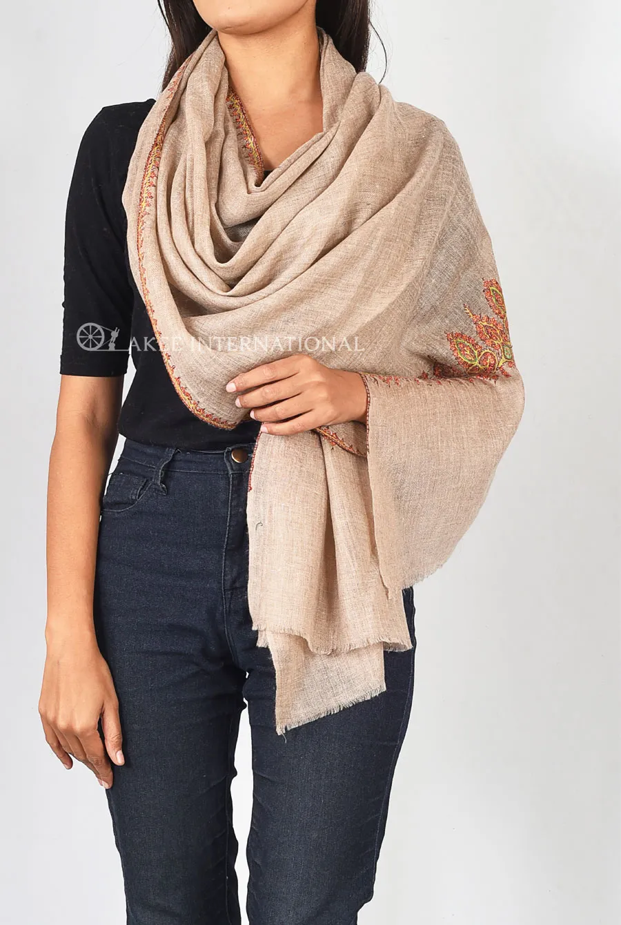 Premium Floral Hand Embroidered Pashmina Stole