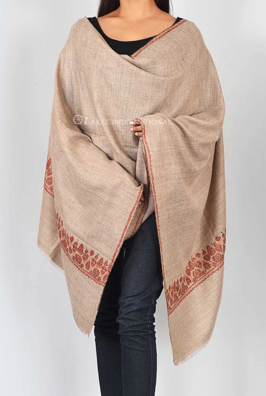 Elegant Kashmiri Designer Embroidered Pashmina Stole