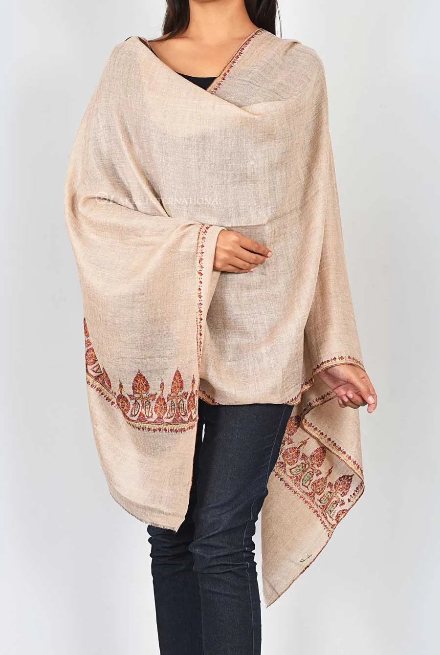 Luxury Floral Kashmiri Embroidered Pashmina Stole