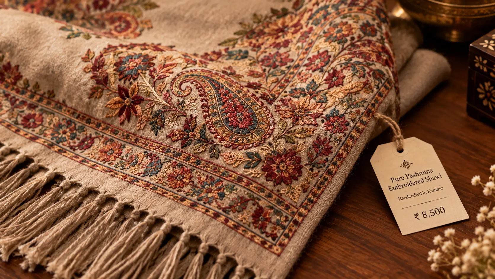Embroidered Pashmina Shawl Price Guide — Akee International