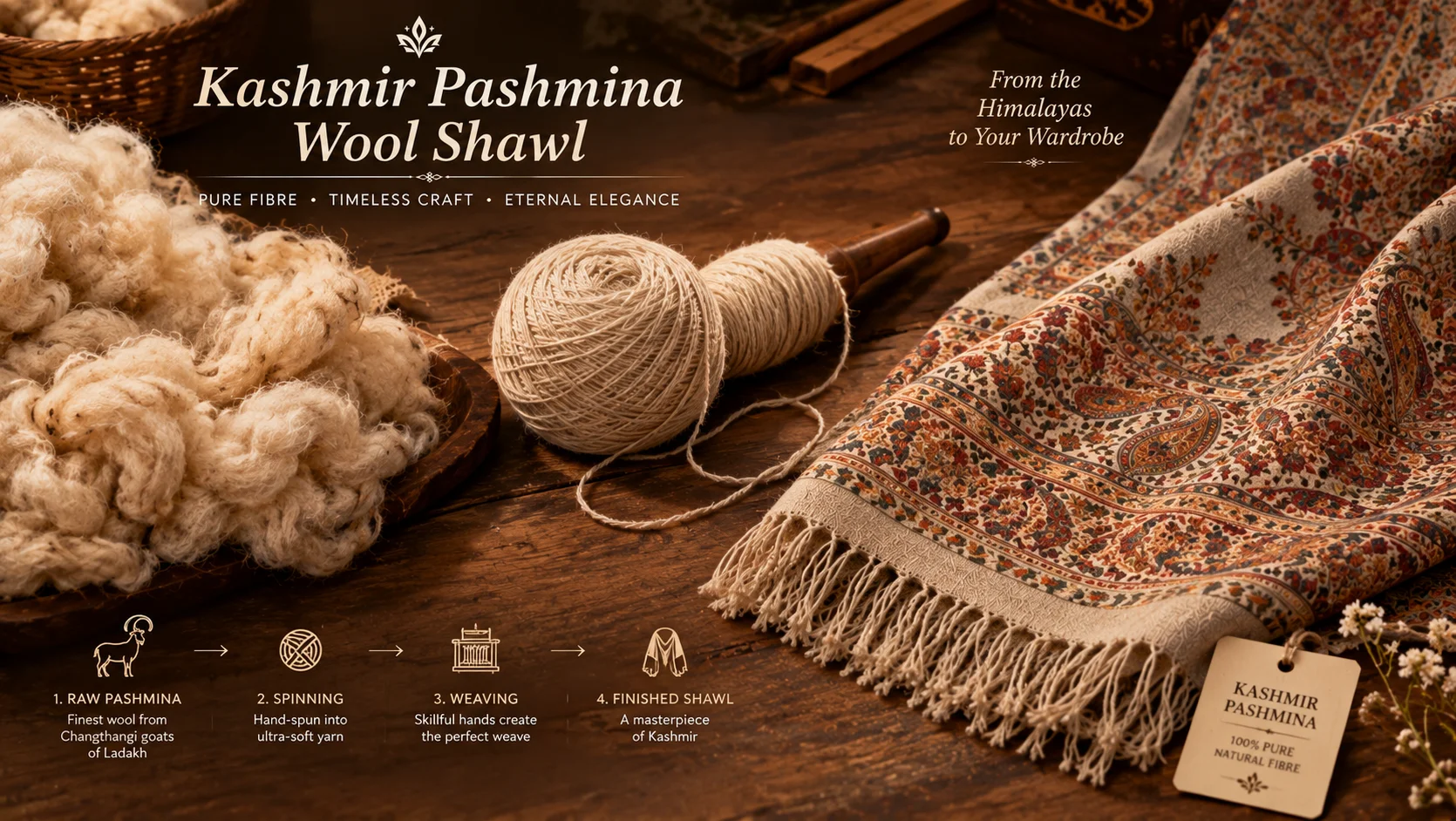 Kashmir Pashmina Wool Shawl — Akee International