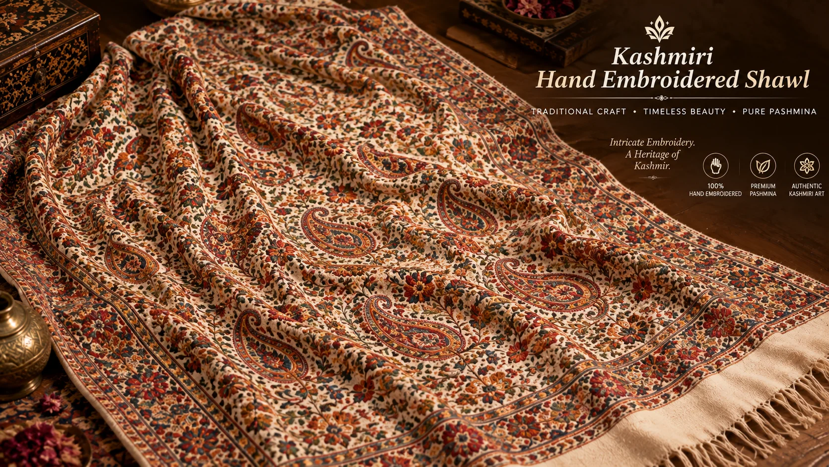 Kashmiri Hand Embroidered Shawl — Akee International