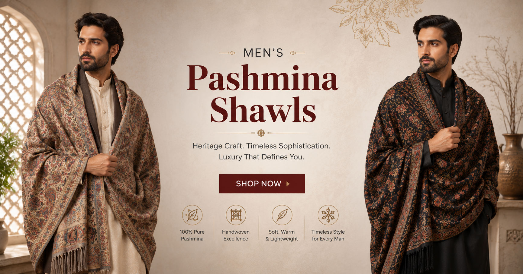 Men’s Pashmina Shawls: The Fusion of Sophistication and Heritage