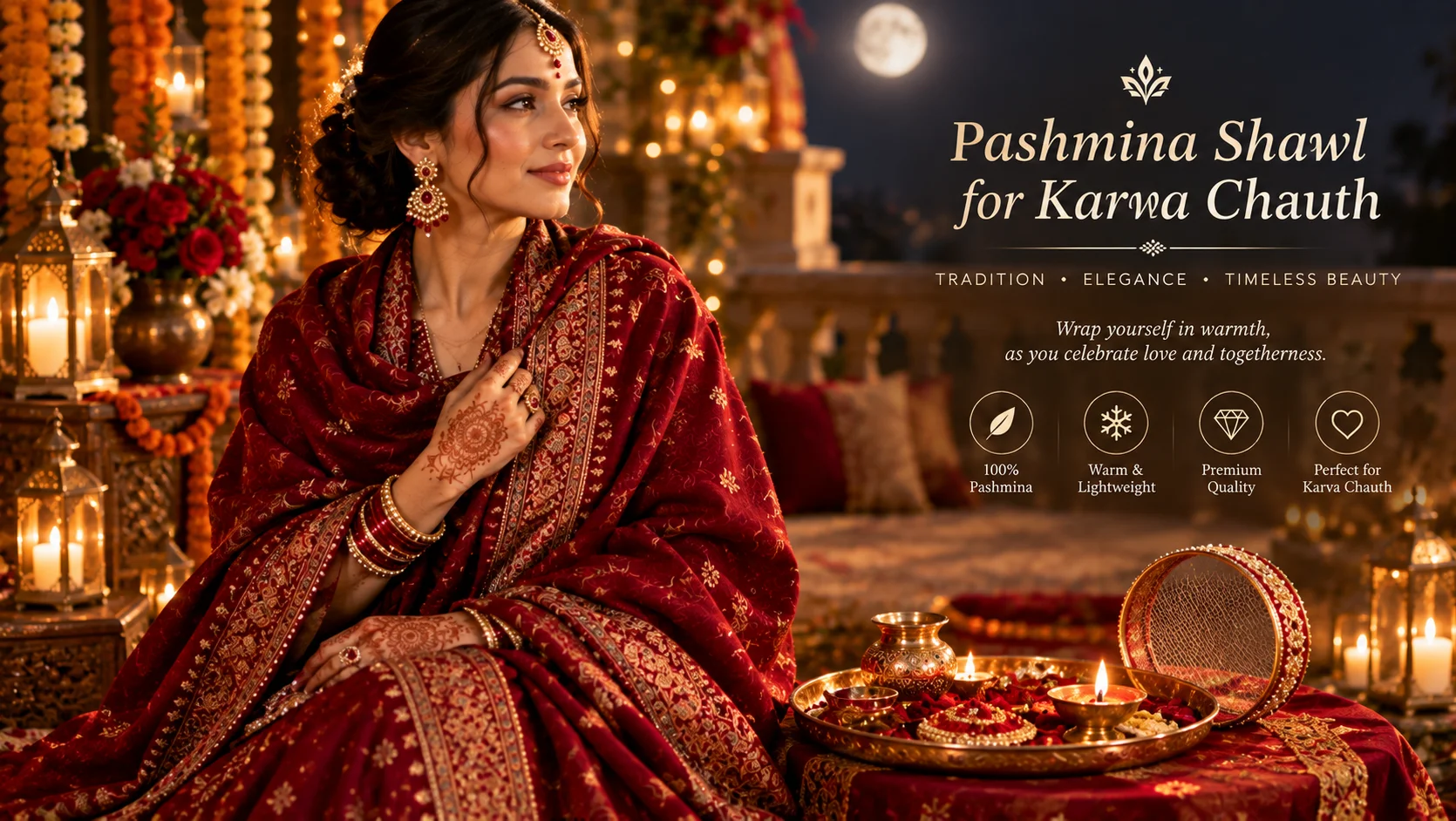 Pashmina Shawl for Karva Chauth - Akee International