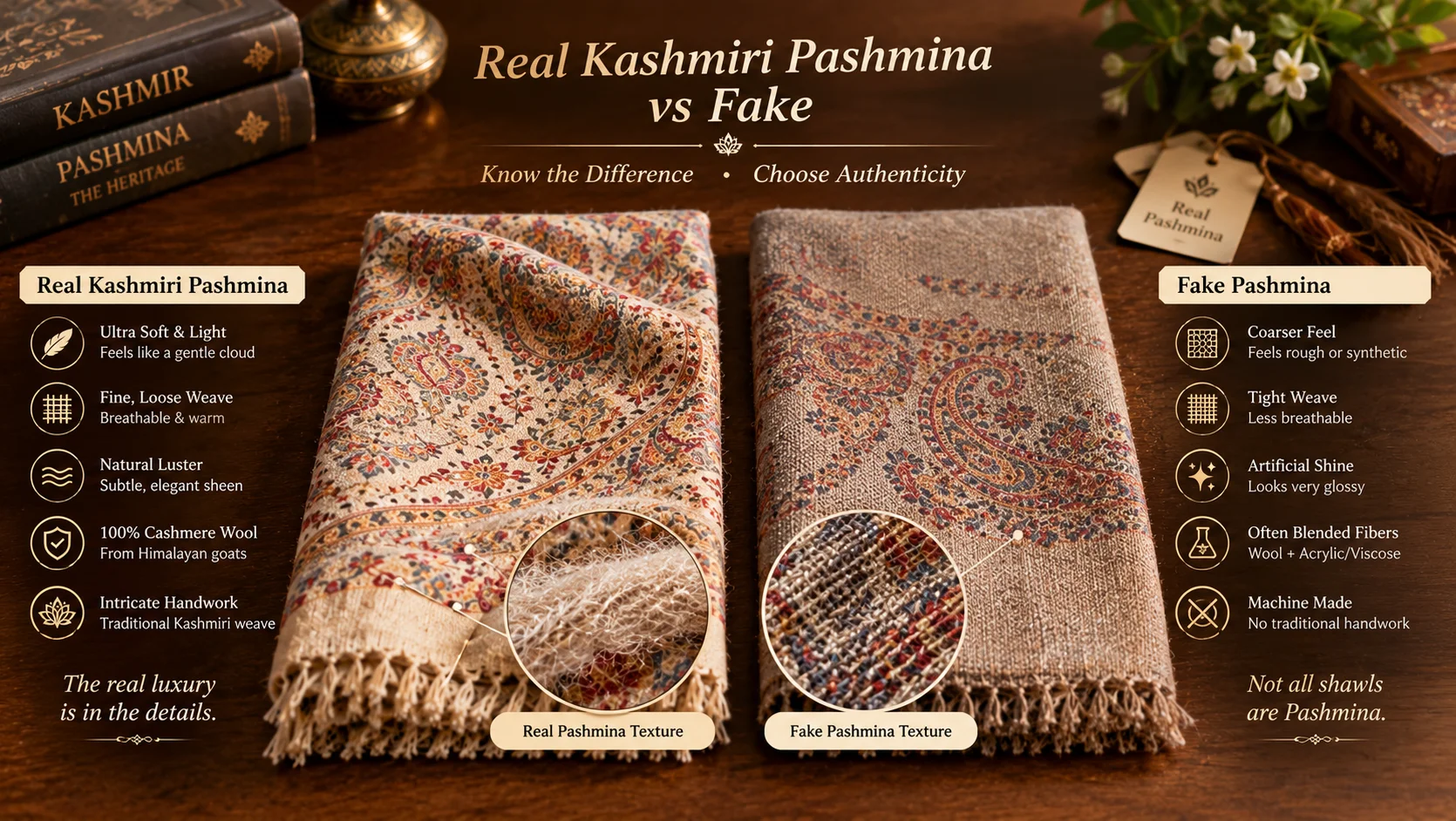 Real Kashmiri Pashmina vs Fake — Akee International