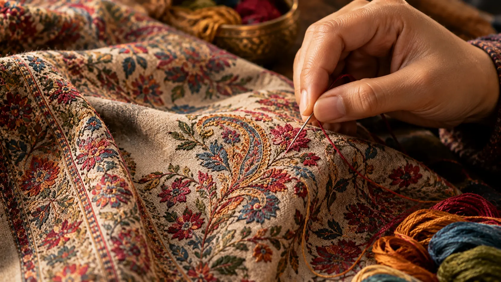 Sozni Embroidery Pashmina Shawl — Akee International
